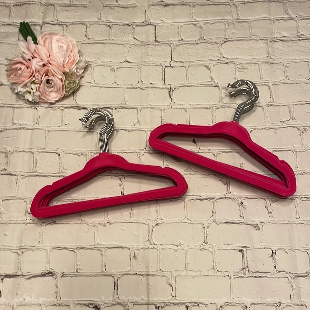 🌸 Hot Pink Toddler Velvet Hangers - Set of 22